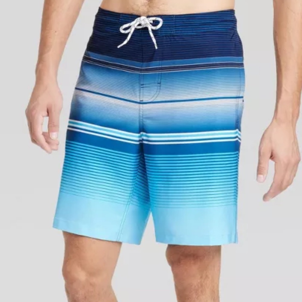 Men's 9" Striped Swim Shorts - Goodfellow & Co™ Navy Blue